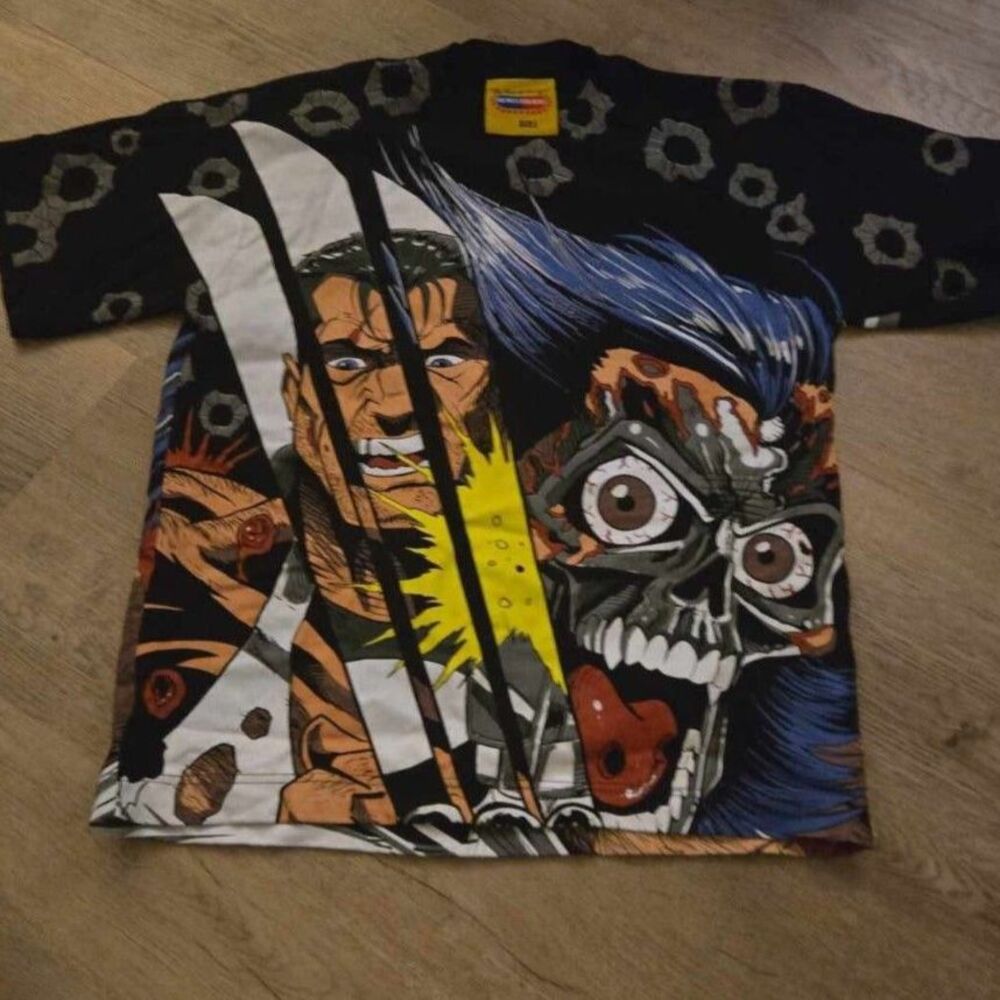 Newstolgic How Fast Can You Heal Wolverine vs Punisher Marvel AOP Shirt Men L